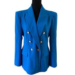 Zara Women’s Beautiful Double Breast Blazer With Gold Buttons Royal Blue Size L